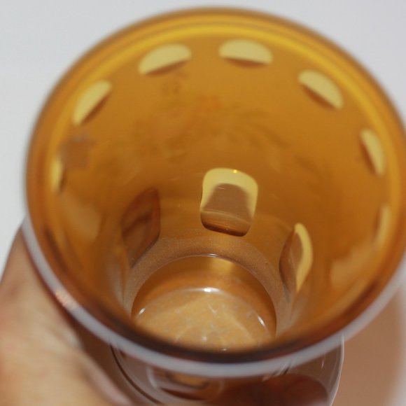 Vintage Bohemian Czech Glass Vase White Cased to Yellow Hand Painted Flowers - Picture 5 of 5